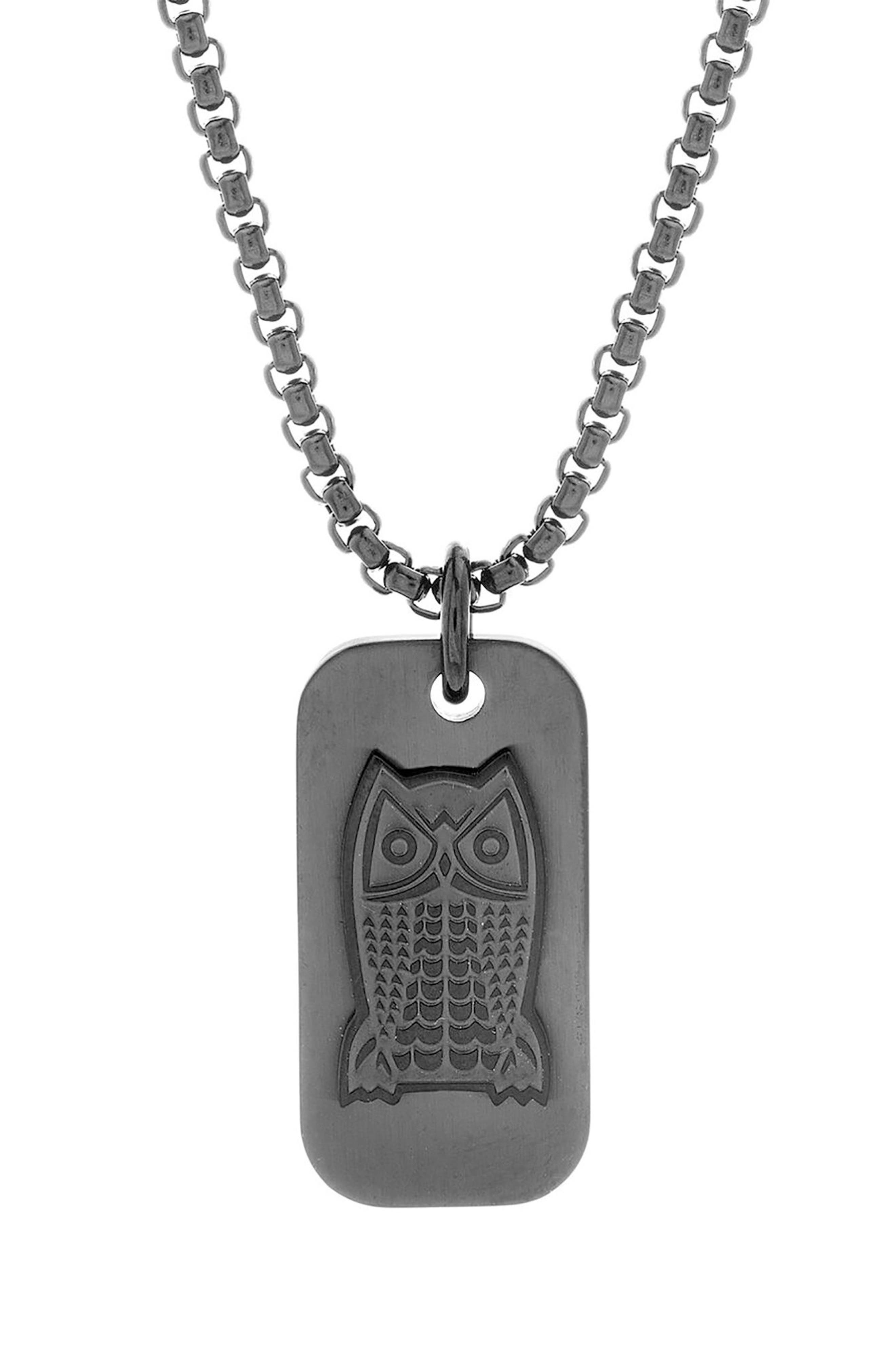 Ben Sherman Owl Dog Tag Pendant Necklace
