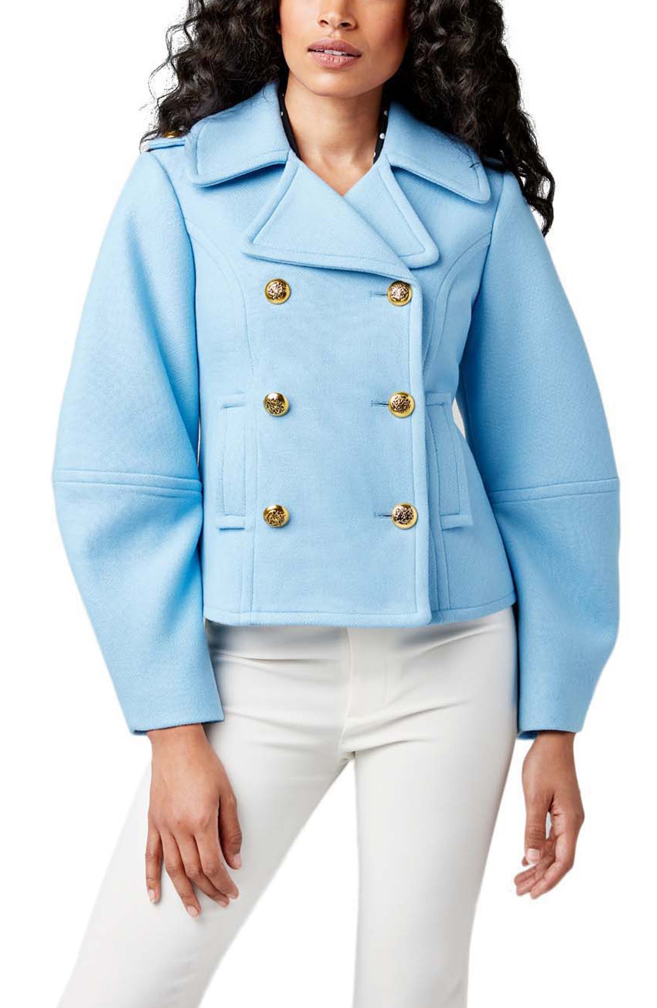 Good Lad Toddler Thru 4/6X Girls Double Breasted Turquoise Fleece Dress Coat with Fur Trim and Matching Hat