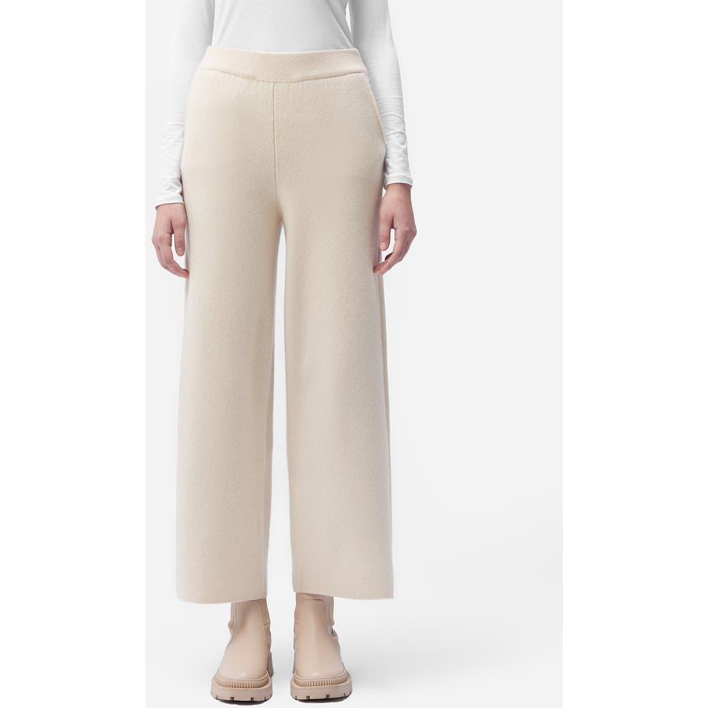 Gobi Mongolian Cashmere Organic Color Cashmere Wide-leg Pants In Off White