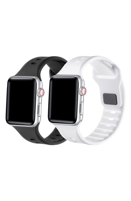 Shop The Posh Tech Assorted 2-pack Silicone Apple Watch® Watchbands In Black/white