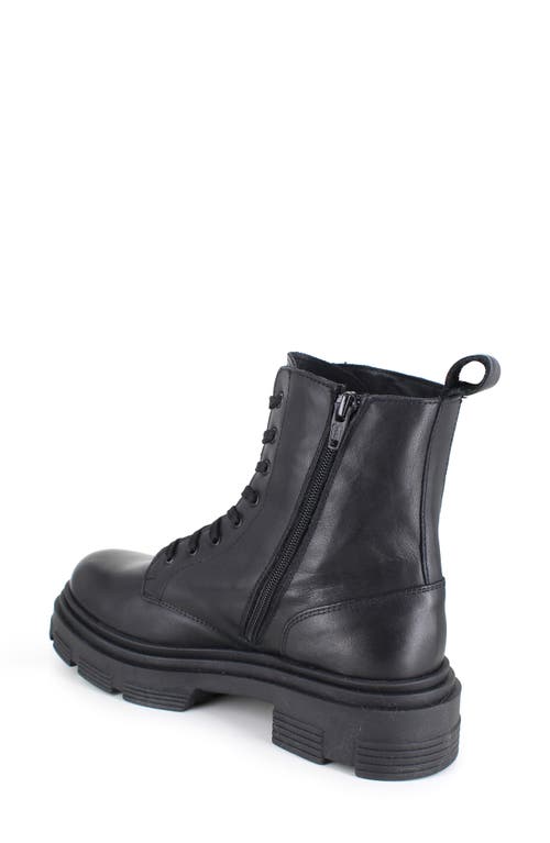 Ziginy Brunella Water Resistant Platform Combat Boot In Black