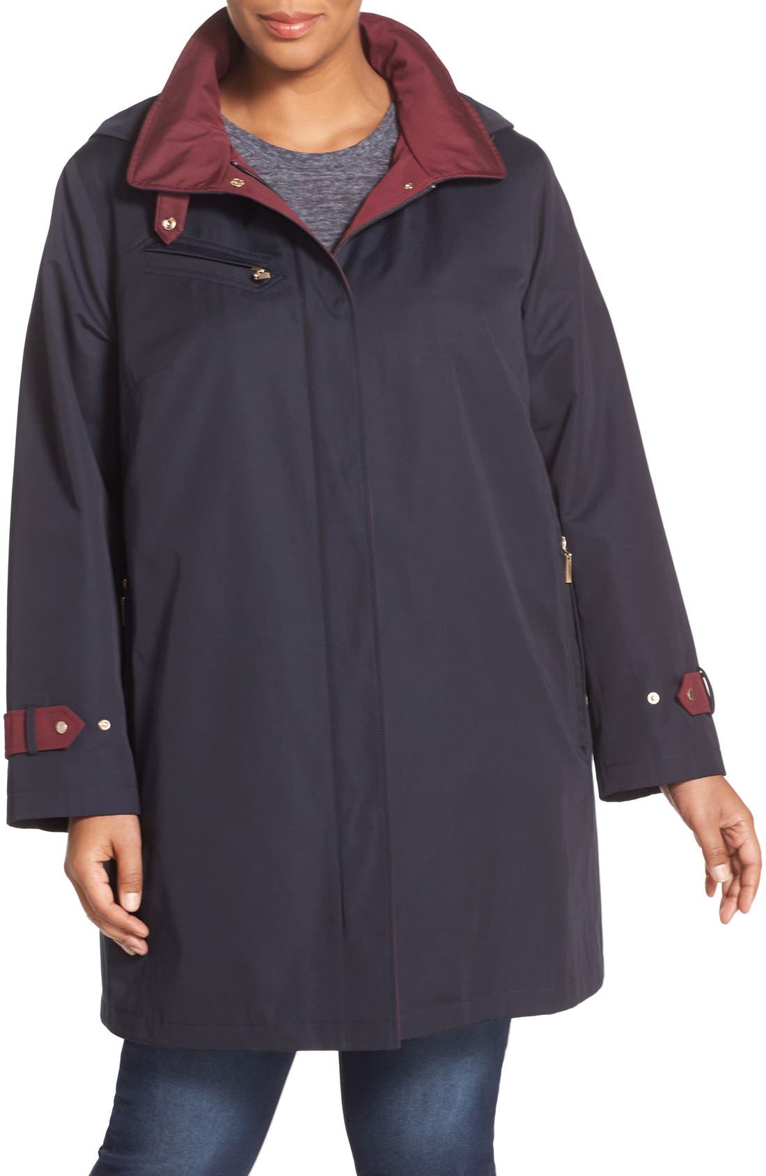 Gallery Water Repellent ALine Rain Jacket (Plus Size) Nordstrom