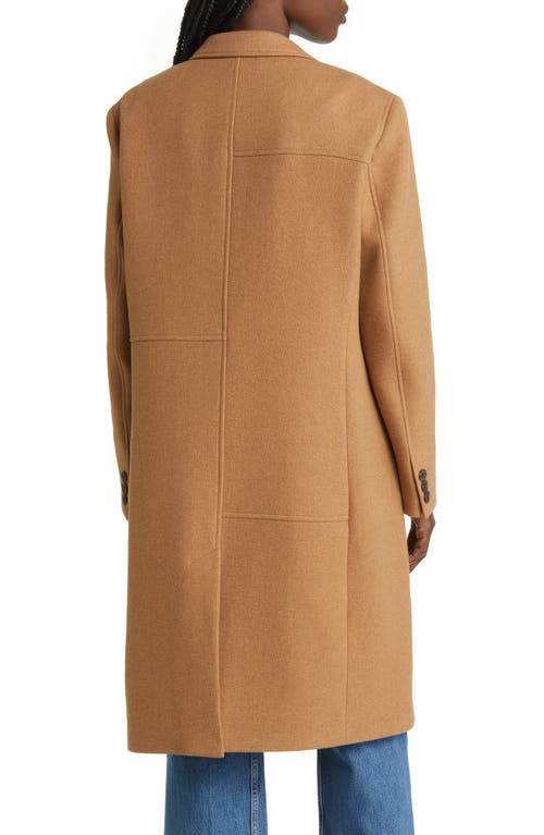 Shop Frame East Side Single Breasted Wool Blend Coat In Camel