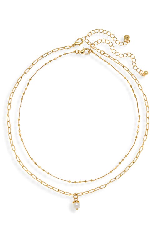 Genuine Pearl Layered Necklace in 14K Gold Dipped