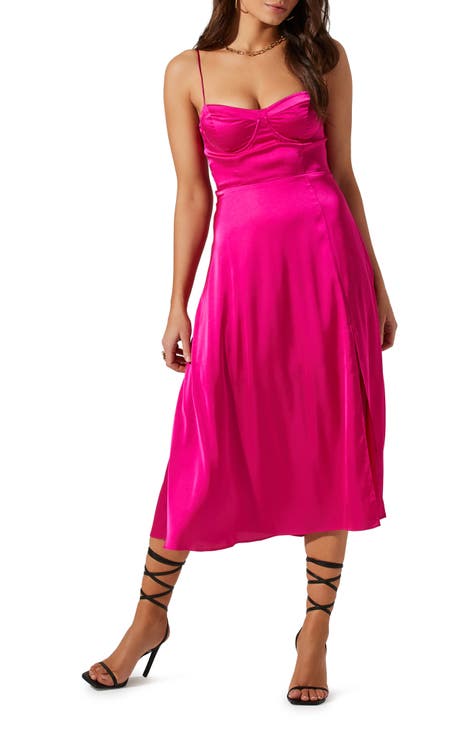 dress, pink dress, ruffle, light pink, mini dress, brown bag, pink shoes,  pink heels, ruffle dress, ruffle, aline, derbies, light pink, rose pink/blush  - Wheretoget