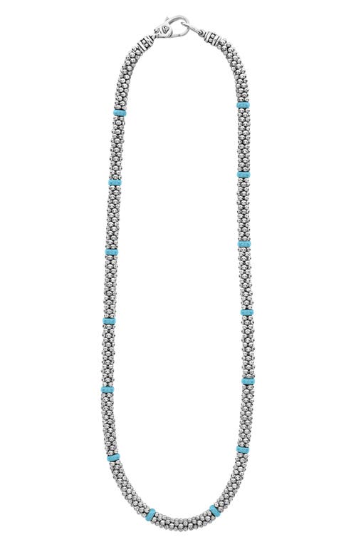 Lagos Blue Caviar Ceramic Collar Necklace In Silver/blue