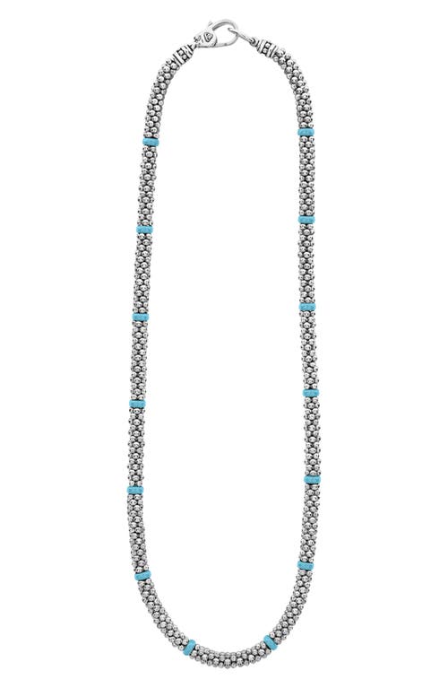 Shop Lagos Blue Caviar Ceramic Collar Necklace In Silver/blue