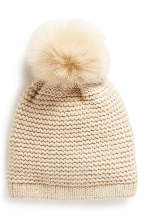 VINCE CAMUTO Women’s Hat & Scarf Set Faux Fur Pom Beanie and Scarf Set