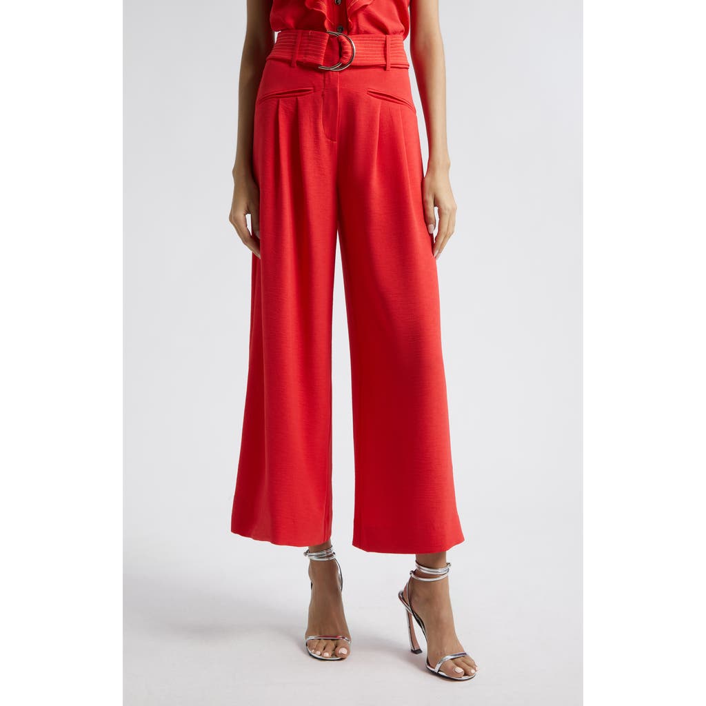 Ramy Brook Marguerite Belted Crop Wide Leg Pants In Flame