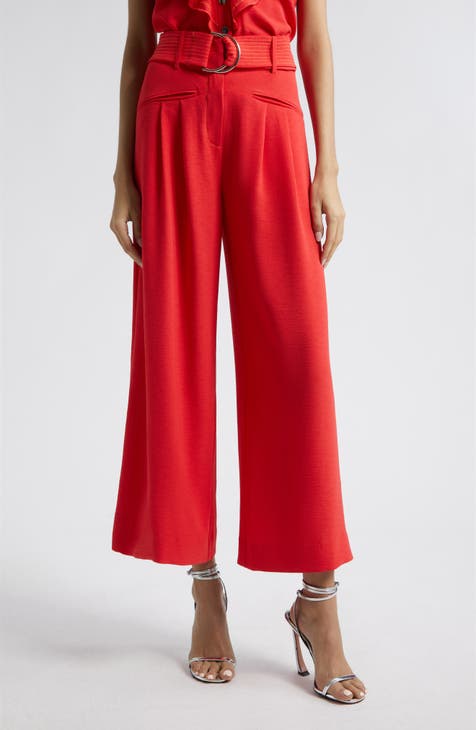 JOIE Womens Belted Pocketed Cropped Wide Leg Pants