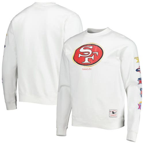 Men's Mitchell & Ness White San Francisco 49ers VIP Rings Crew Sweatshirt