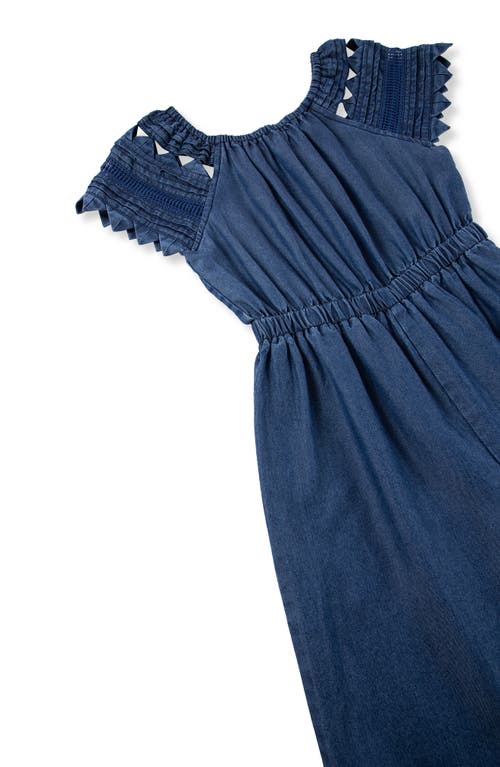 Shop Habitual Kids Kids' Embroidered Wide Leg Denim Jumpsuit In Indigo