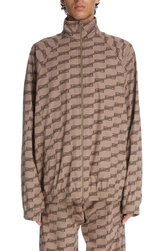 Balenciaga Brown Monogram Oversized Track Jacket - Men from