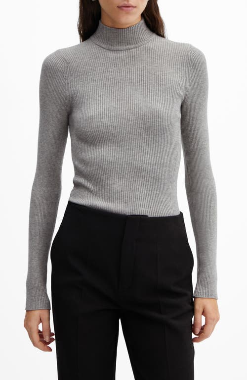 Mango Rib Turtleneck Sweater In Gray