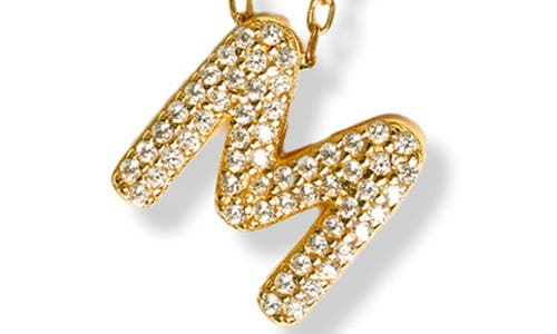 Argento Vivo Sterling Silver Cubic Zirconia Bubble Inital Pendant Necklace In Gold - Ms