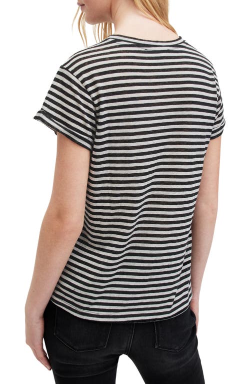 Shop Allsaints Anna Stripe Cotton Blend T-shirt In Chalk/ink