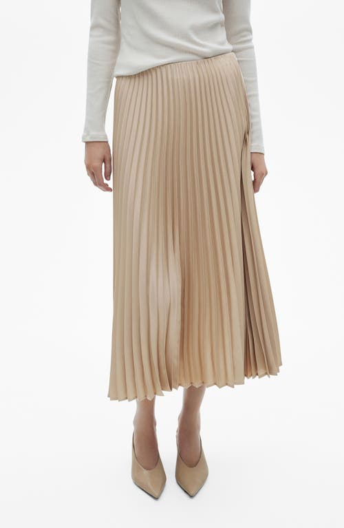 Mango Pleated Maxi Skirt In Light Pastel Grey