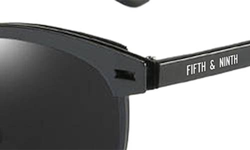 Fifth & Ninth Knox 51mm Polarized Round Sunglasses In Black/black