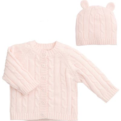 Infant Elegant Baby Cable Knit Sweater & Hat Set