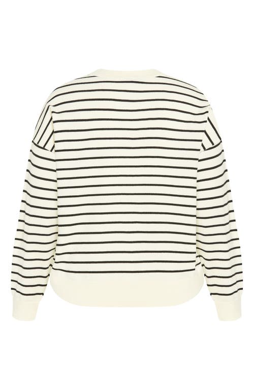 City Chic Lilia Stripe High-low Sweater In Cream Stripe