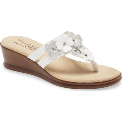 Tuscany Allegro Wedge Flip Flop- White