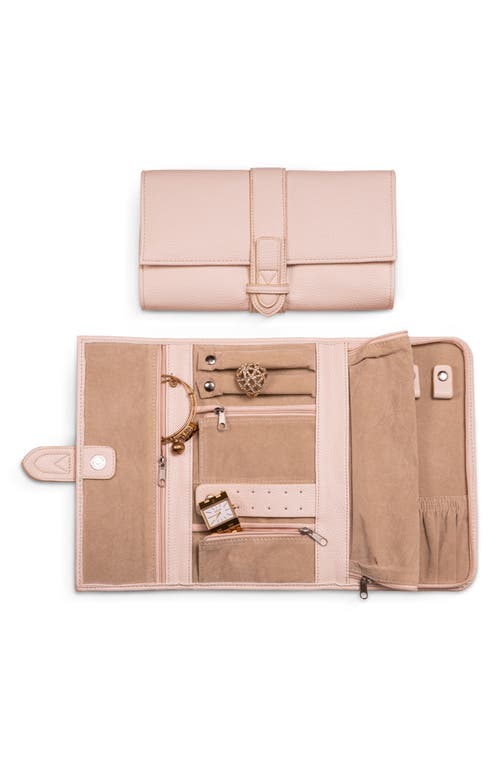 Bey-berk Hayley Faux Leather Jewelry Clutch In Blush Cream