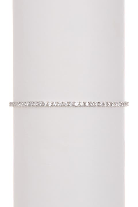 White Rhodium Plated Swarovski Crystal Accented Lariat Bracelet