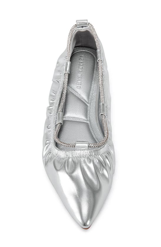 Shop Azalea Wang Benicio Ankle Wrap Pointed Toe Flat In Silver