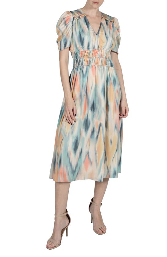 Shop Julia Jordan Abstract Print Midi Dress In Beige Multi