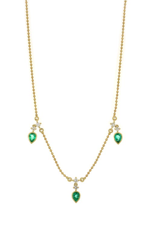 Bony Levy El Mar Emerald & Diamond Station Necklace in 18K Yellow Gold at Nordstrom