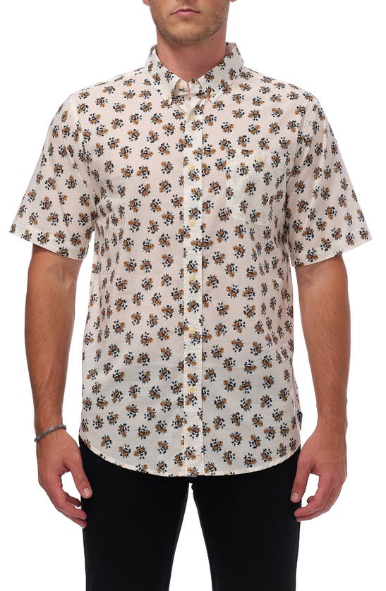 Shop Ezekiel Grom Short Sleeve Cotton Button-up Shirt In Bone