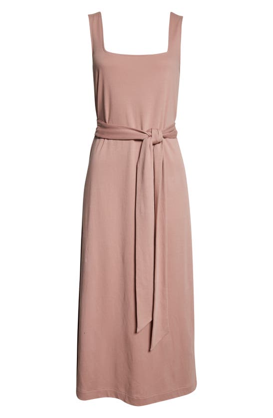 Vince Belted Square Neck Midi Dress In Dk Mauve Orchid