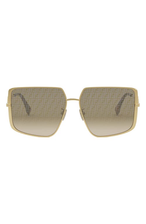 Fendi Diamonds 59mm Gradient Geometric Sunglasses In Shiny Endura Gold/brown