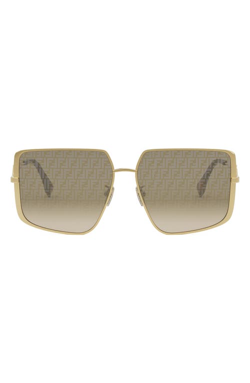 Shop Fendi Diamonds 59mm Gradient Geometric Sunglasses In Shiny Endura Gold/brown