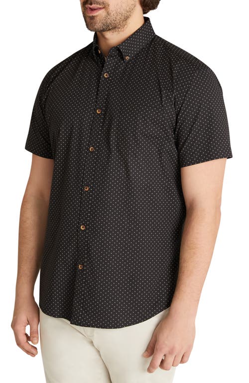 Johnny Bigg Harvey Microprint Short Sleeve Button-Down Shirt in Black