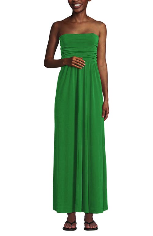 Shop Lands' End Cupro Bandeau Maxi Dress With Removable Straps In True Green