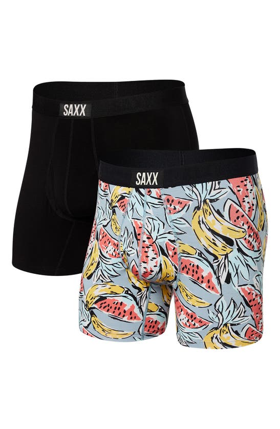 Saxx Ultra Super Soft 2-pack Relaxed Fit Boxer Briefs In Tropicalia/ Black