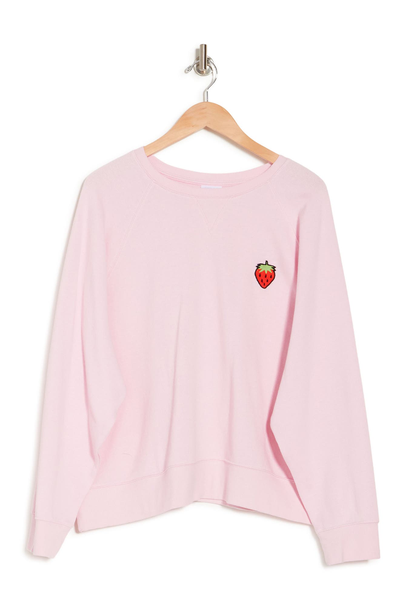 Abound Raglan Sleeve Pullover In Pink Strawberry Emb
