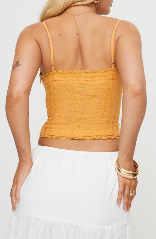 Shop Princess Polly Amitri Cotton Lace-up Bustier Top In Orange