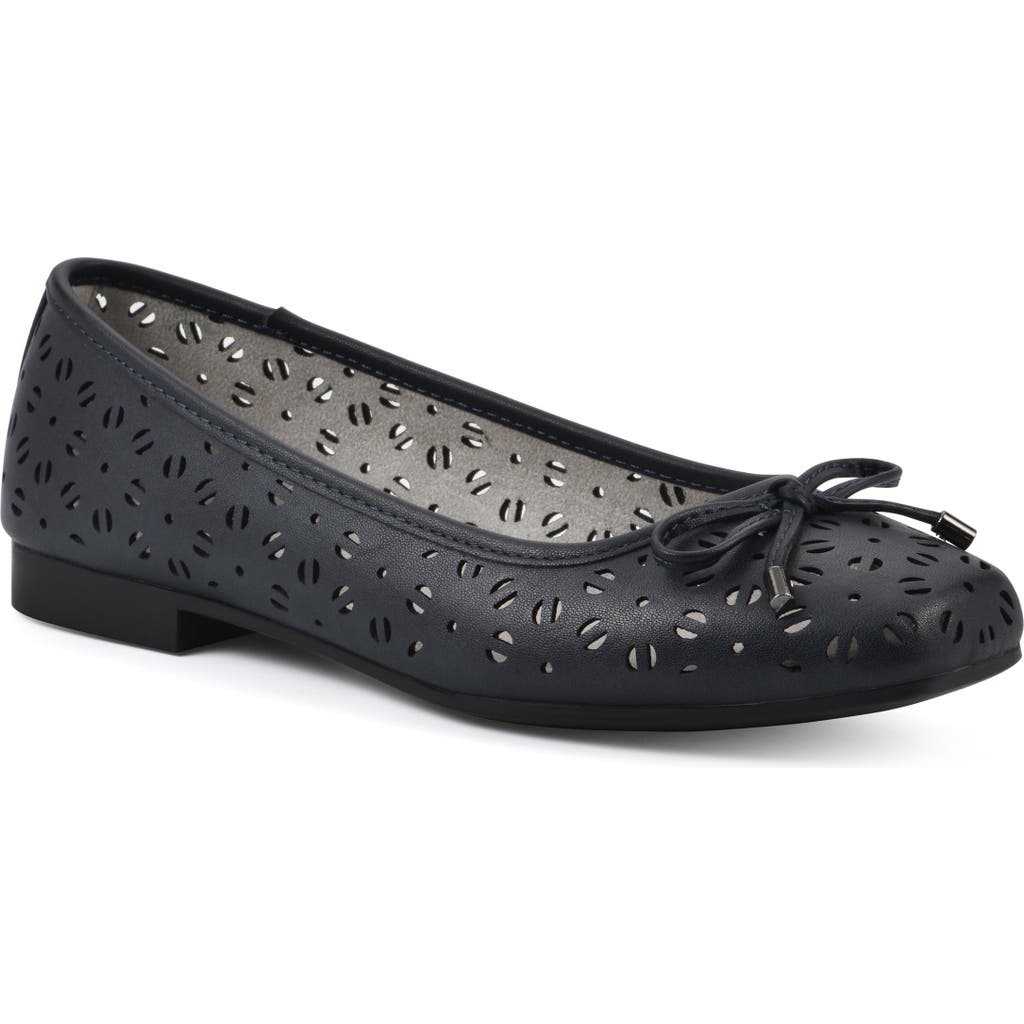 Shop Cliffs By White Mountain Bessa Square Toe Flat In Navy/burnished/smooth