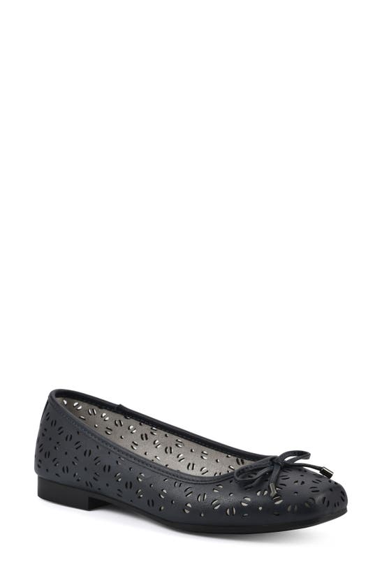 Cliffs By White Mountain Bessa Square Toe Flat In Navy/ Burnished/ Smooth