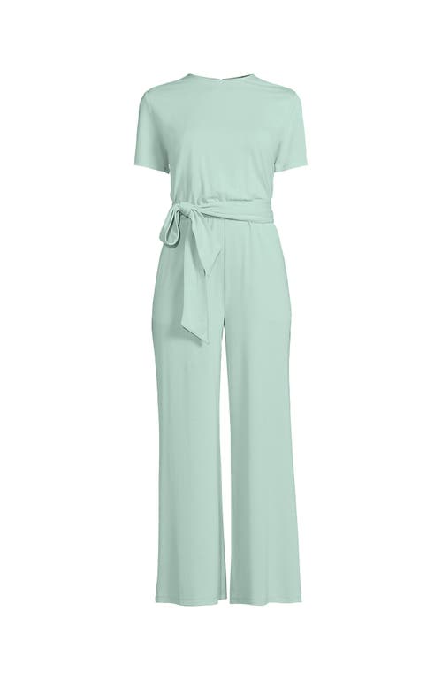 Shop Lands' End Cupro Tie Waist Jumpsuit In Mint Cream