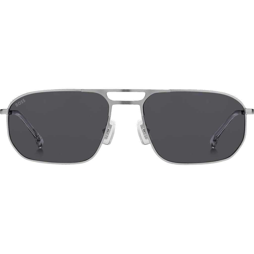 Hugo Boss Boss 59mm Rectangular Sunglasses In Metallic