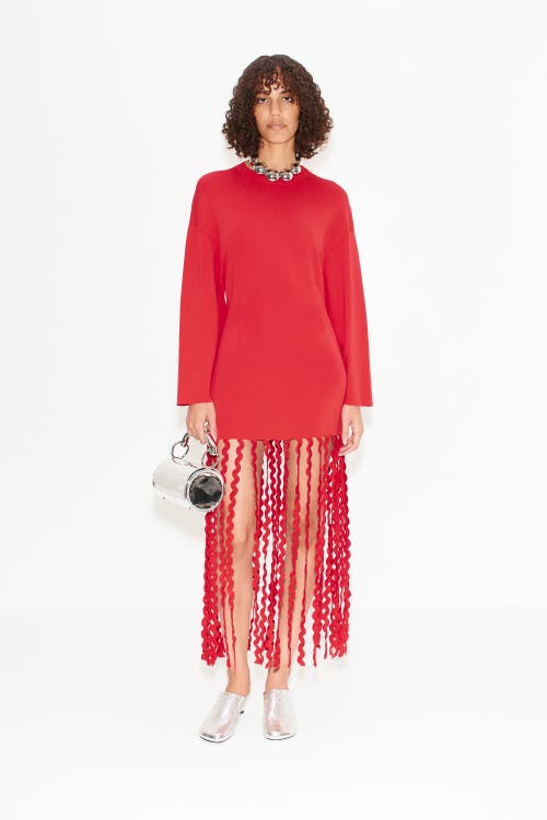 SIMONMILLER WALLIS KNIT FRINGE DRESS in Cherry Red 