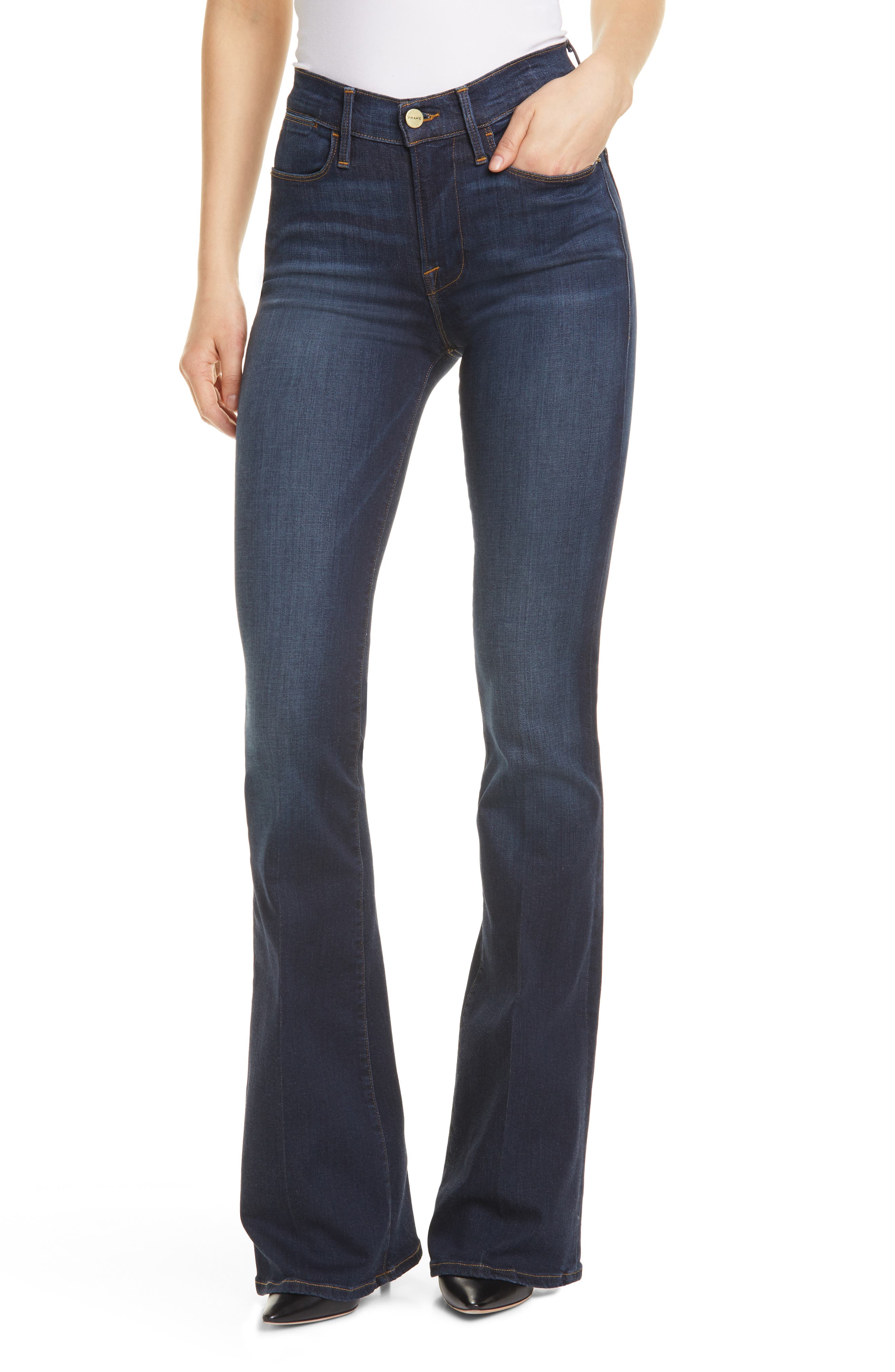 frame high waisted flare jeans