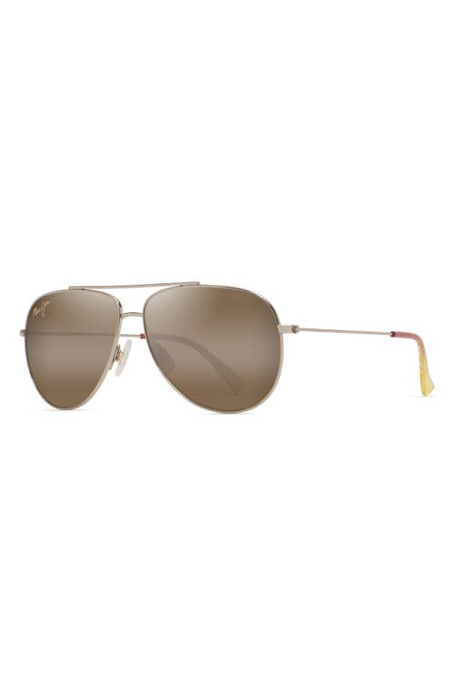 Maui Jim Hauoli 59mm Polarized Gradient Aviator Sunglasses In Gold Orange Yellow