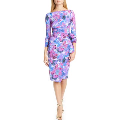 Chiara Boni La Petite Robe Zelma Side Ruffle Floral Print Cocktail Dress