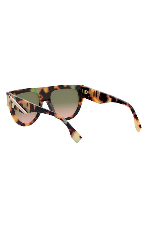 Shop Fendi ' First 139mm Flat Top Sunglasses In Havana/other/gradient Green