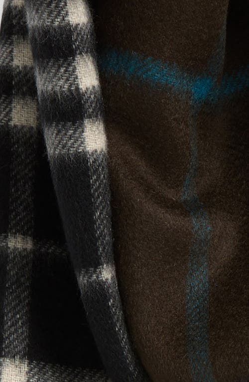 Burberry Medium Check Reversible Cashmere Fringe Scarf In Snug/black Calico