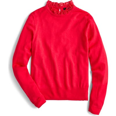 J.crew Tippi Lace Collar Detail Sweater, Pink